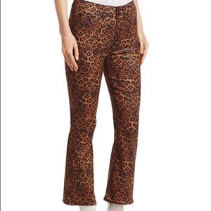 7 For All Mankind Leopard-Print High-Rise Slim-Fit Kick Flare Jeans Size 27 NWT